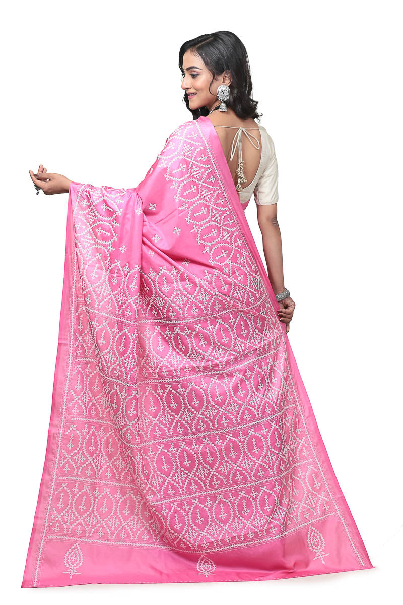 Gujarati Stitch Blended Silk Saree in Elegant Style banglarsare