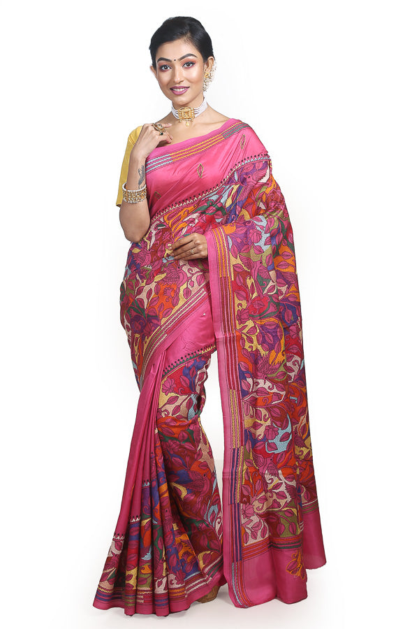 Kantha Silk Sarees | Kantha Work Sarees Online Shopping | Bengal Looms –  Bengal Looms India